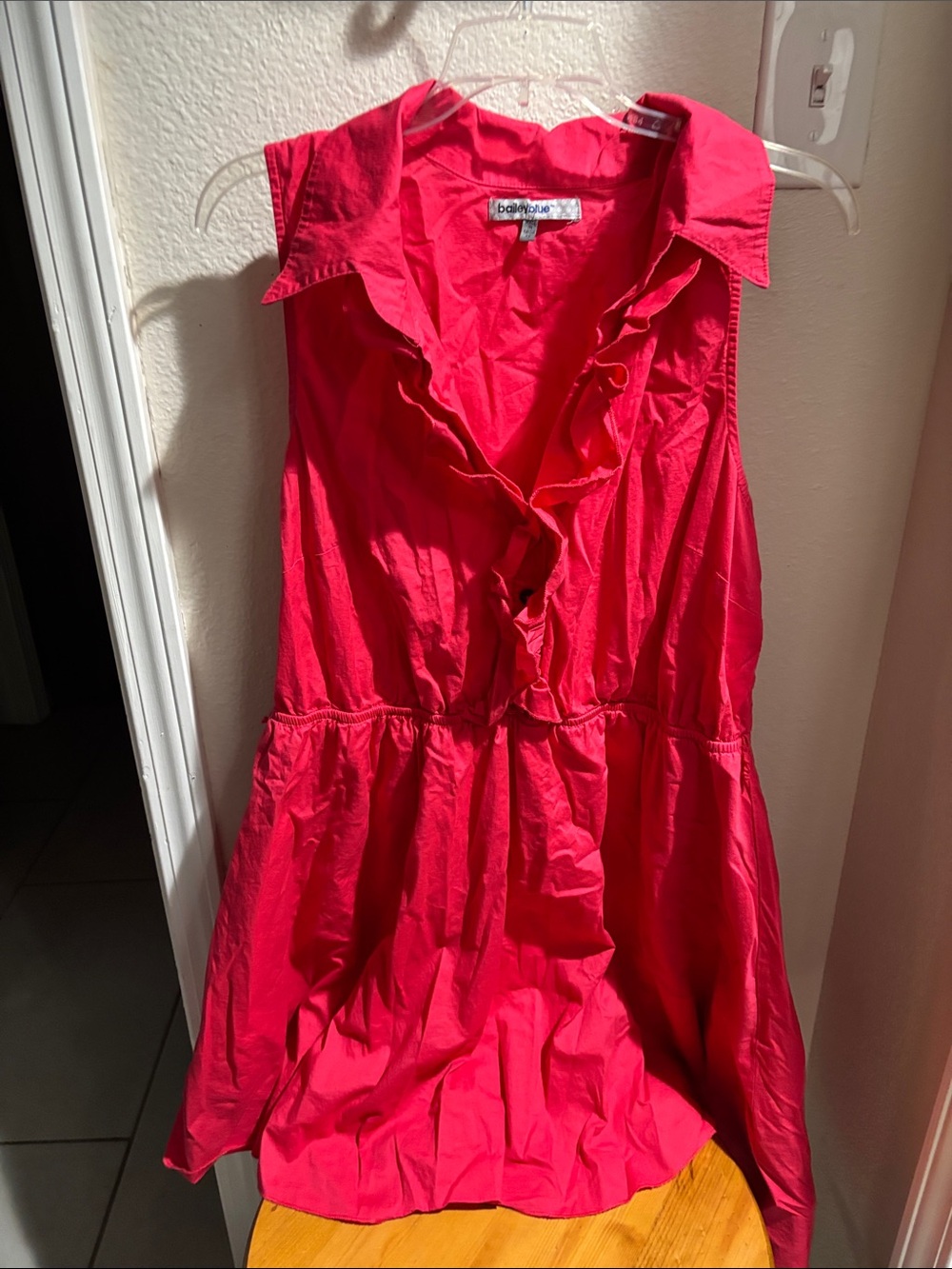 Bailey Blue Bright Pink Midi Ruffle Sleeveless Dress 2X